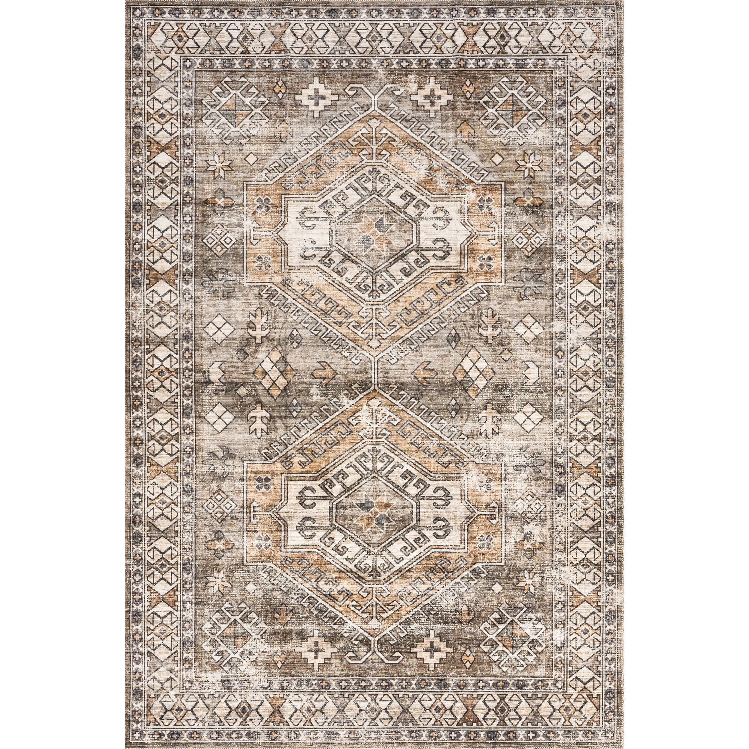 nuLOOM Mae Tribal Motif Machine Washable Brown 8' x 10' Modern Area Rug