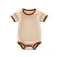 thumbnail image 1 of DPTALR Toddler Newborn Baby Contrasting Colors Strip Ribbed Short-sleeved Romper Jumpsuit, 1 of 2