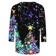 thumbnail image 4 of QIPOPIQ Hauts à Manches 3/4 pour Femmes Col Rond T-Shirts de Noël Chemises Décontractées Coupe Ample Blouses en Liquidation, 4 of 5