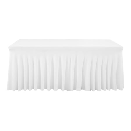 POLYESTER RUFFLE TRIM TABLE SKIRT, WHITE, 6′, BY WAY TO CELEBRATE