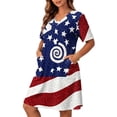 thumbnail image 5 of Lopecy-Sta Womens Dresses Short Sleeve V Neck Plus Size Star Print A Line Midi Dress Casual Summer Patriotic Beach Party Dress, 5 of 8