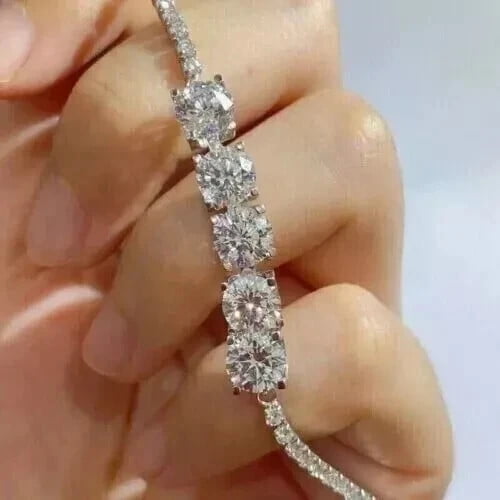 10Ct Round Cut Lab Created Diamond Women's Tennis Bracelet in 14K White Gold Plated