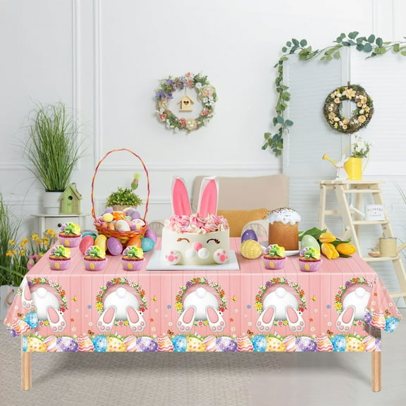 Qocolhg Easter Tablecloth, Colorful Easter Eggs Table Cloth, Plastic Disposable Rectangle Spring Easter Egg Table Cover for Easter Table Decorations and Party Supplies Decor Favors, 108 x 54 Inch