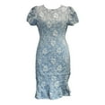 thumbnail image 6 of gcong Jacquard Dress Women Lace Floral Textured Midi Dress Puff Short Sleeve Wedding Guest Bodycon Pencil Dresses Womens Dresses 2025 Sky Blue, 6 of 8