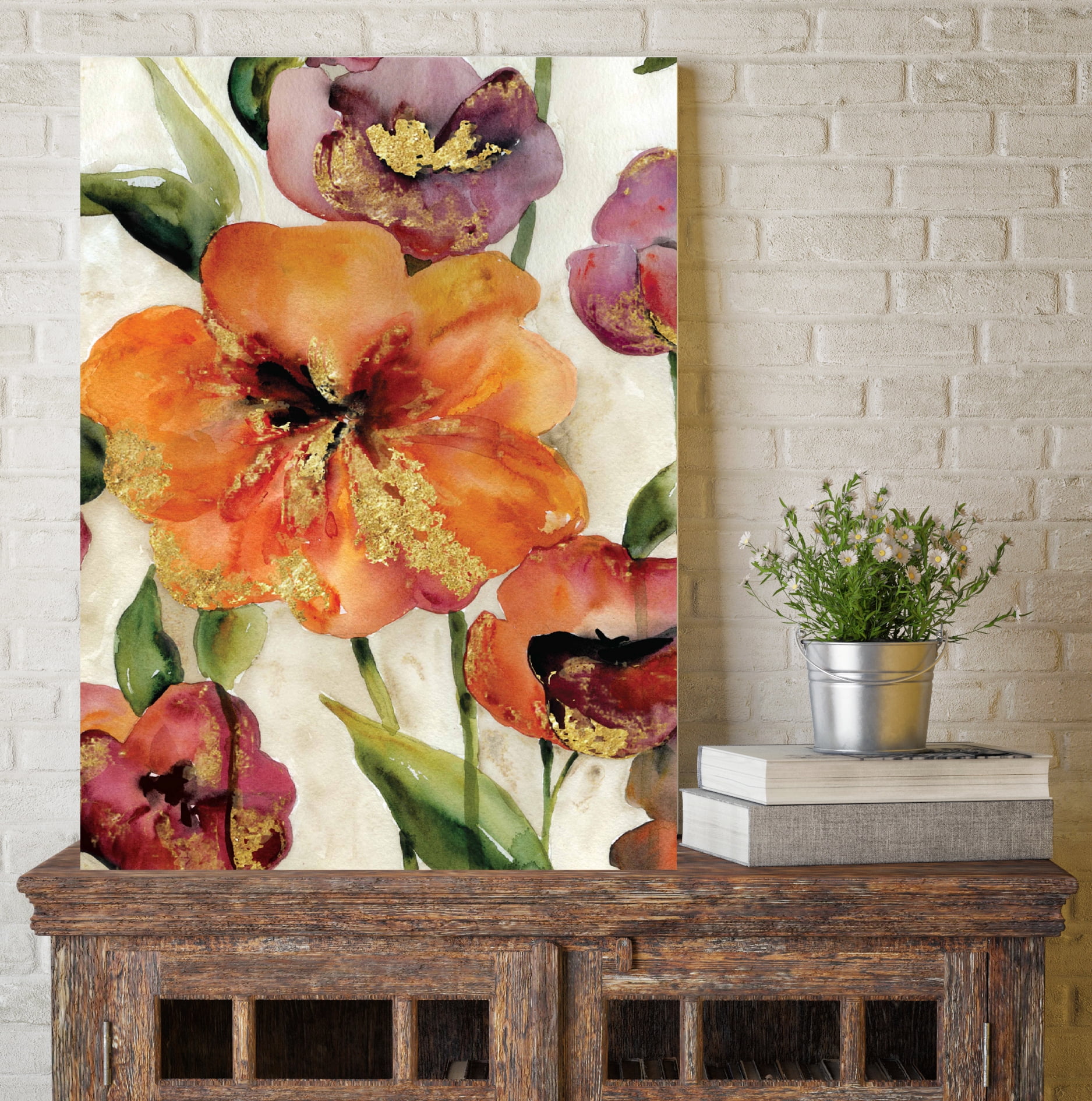 Water Colored Flowers II Gallery-Wrapped Canvas Wall Art, 12x18