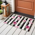 thumbnail image 4 of Rectangle Rug 2x3Ft, Watercolor Pink Floral Soft Non-Slip Washable Felt Carpet Pad, Black and White Stripes Area Rugs for Living Room Bedroom Kids Room, 4 of 9