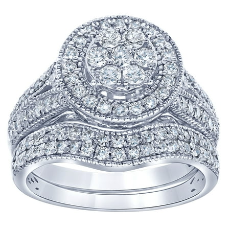 Arista 1 1/4 Carat T.W Lab Grown Diamond Spit Shank Bridal Ring Set in Sterling Silver (I, SI)