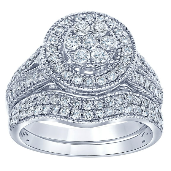 Arista 1 1/4 Carat T.W Lab Grown Diamond Spit Shank Bridal Ring Set in Sterling Silver (I, SI)