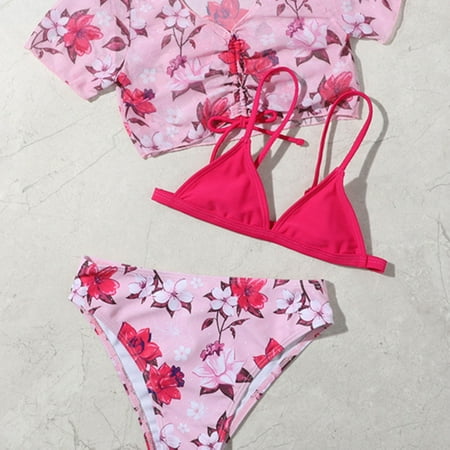

Gubotare Kids Toddler Baby Girls Spring Summer Quick Dry Print Bikini 3PC Beach Swimsuit Swimwear Clothes Kids Bathing Suit Pink 7-8 Years