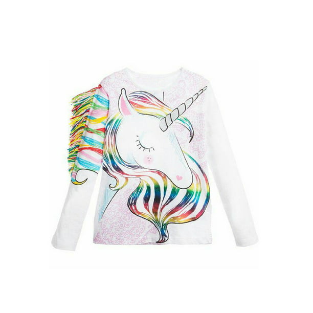 Toddler Girls Unicorn Tops Summer Long Sleeve Tops T-shirt Casual 1-6T Walmart.com