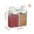 thumbnail image 3 of White Plastic Airtight Rice Container, 10.83x9.45x4.33in, with Measuring Cups, for Flour Grains Cereal, Large Capacity, 3 of 8