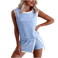thumbnail image 2 of Xuyuer Summer Tank Top for Women Colorblock Solid Color Lounge Fitness Skirt Ribbed Knit Lined Outfits Split Matching Bodysuit Set, 2 of 8
