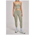 thumbnail image 2 of PISONIC 2 Piece Workout Sets for Women Cross Back V Neck Tank Top Matching High Waist Leggings Gym Sets, 2 of 5