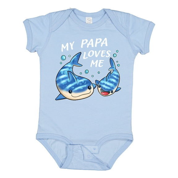 Inktastic My Papa Loves Me- whale shark Boys or Girls Baby Bodysuit