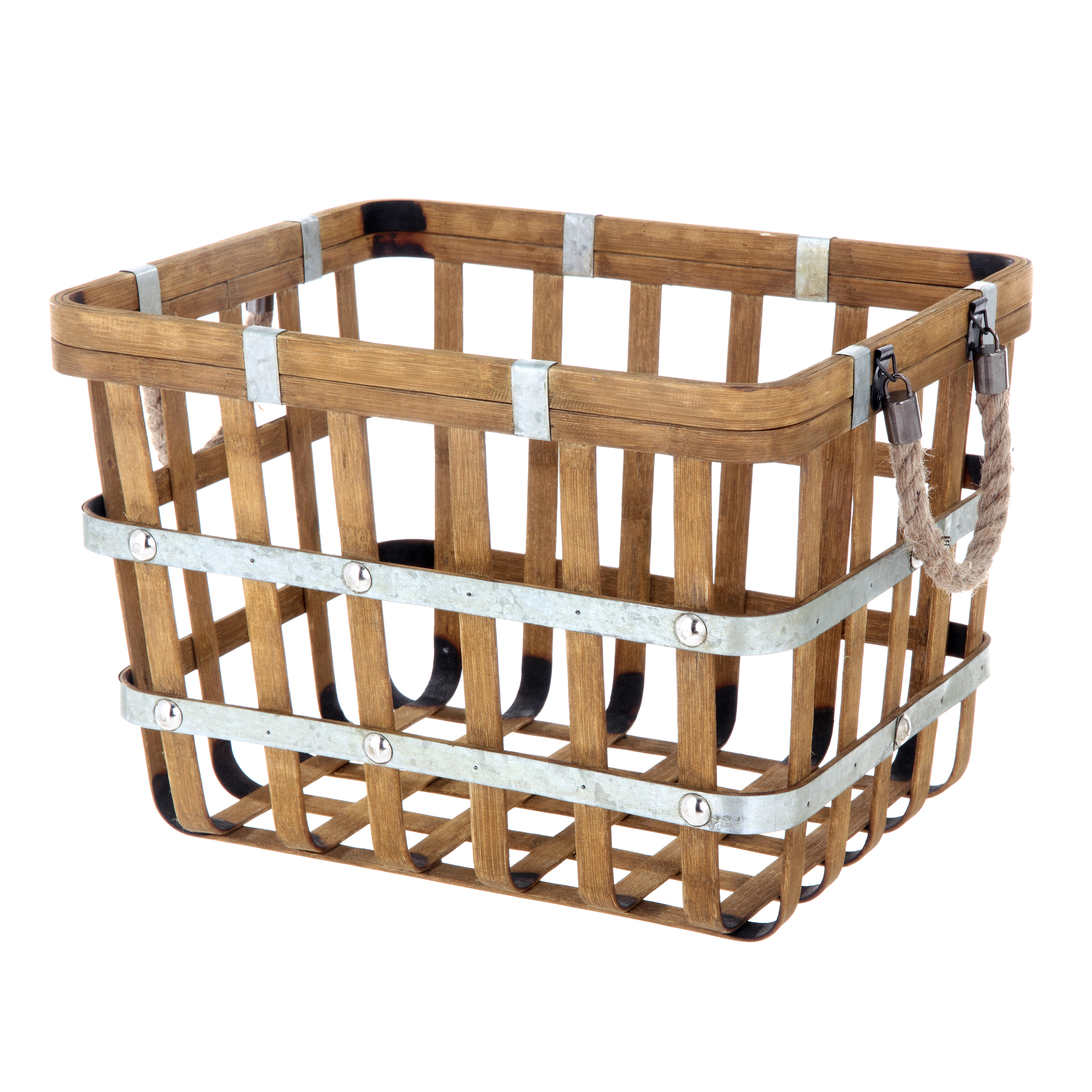Better Homes & Gardens Large Bamboo and Galvanized Metal Baskets, Set