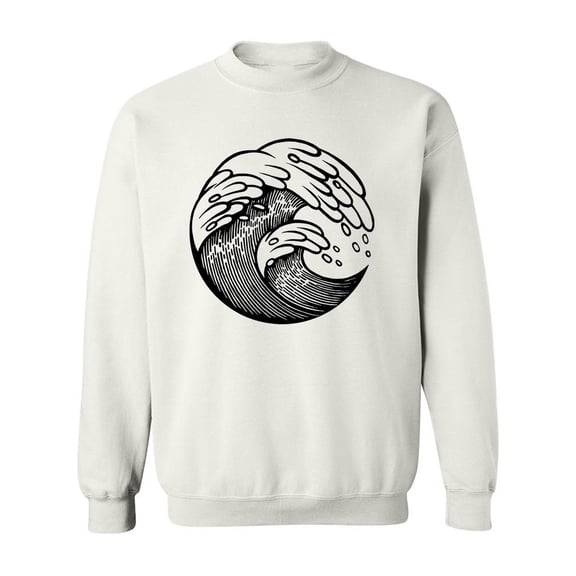 Waves Art Design Sweatshirt Men -Image by Shutterstock, Male 3X-Large