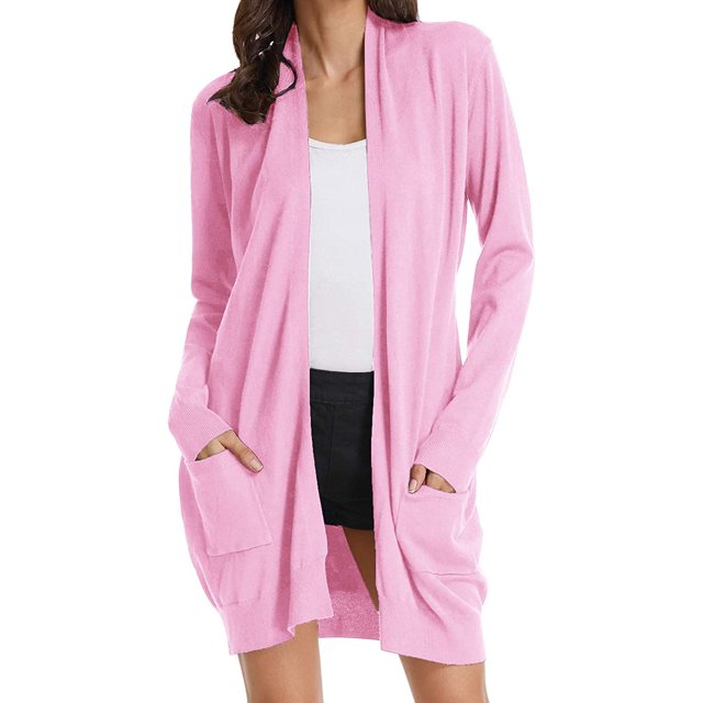 Cárdigan con frente abierto para mujer, suéteres, bolsillos, manga larga, encogimiento de hombros Zhivalor WRMH-143-32
