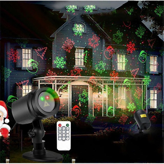 12 Patterns Christmas Laser Projector Light Outdoor with Remote Red Green Laser Projector Light Landscape Projector Spotlight