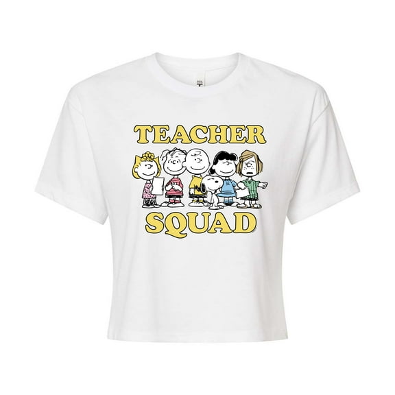 Peanuts - Teacher Squad - Juniors Cropped Cotton Blend T-Shirt