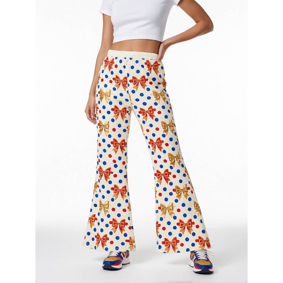 Girls Flared Pants, Wide Leg Bell Bottom Trousers, Digital Print Casual Kids Pants for Girls, Slim Fit Spring Summer Fall Children's Clothing