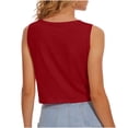 thumbnail image 7 of Feancey Women's Crop Tank Tops Loose Fit Sleeveless T-Shirts Solid Color Casual Workout Tank Top Dressy Trendy Going Out Tee Tops Wine XXL, 7 of 7