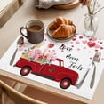 thumbnail image 3 of Love Never Fails Placemats Set of 12, Valentine's Day Love Balloons Red Truck Non-Slip Place Mats Washable Table Mats for Kitchen Dining Table Decorations Indoor/Outdoor, 3 of 9