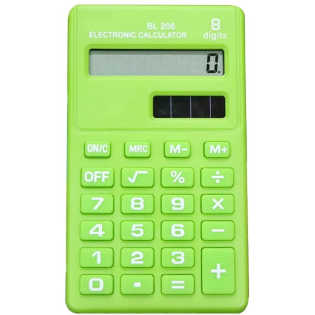 Candy Color 8 Digits Pocket Mini Electronic Calculator for Students School Office Supply-Green