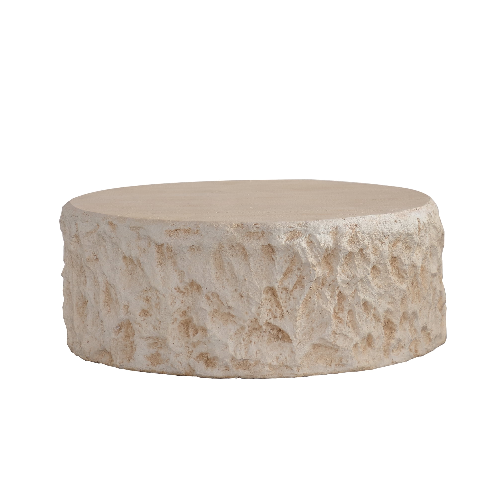 Leumius Mid-Century Round Centre Coffee Table Vintage Faux Stone Sofa Pre-Modern Coffee Tables Beige Coffee Table for Living Room Office Apartment & Outdoor Home Decor