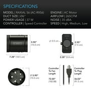 AC Infinity RAXIAL S6 6 Duct Inline Booster Fan, Low Noise Adjustable Speed for Basements - Black