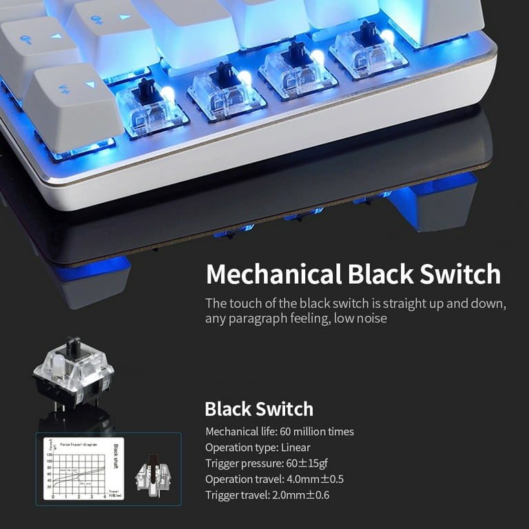 AJAZZ AK33 Mechanical Gaming Keyboard Wired,White Lighting Modes,82 Keys  100% Anti-Ghosting Mechanical Keyboard for Laptop, Windows,MAC, PC Games  and Work, White Keyboard(Red Switch) 