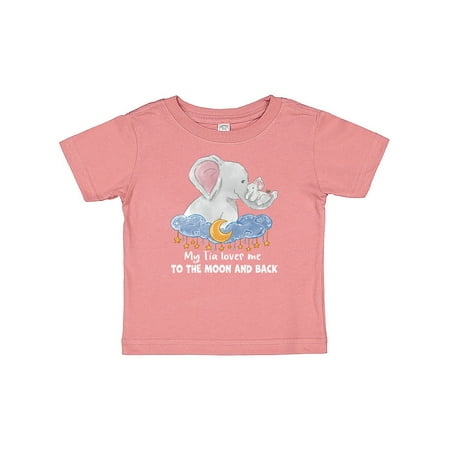 

Inktastic My Tia Loves me to the Moon and Back Elephant Family Gift Baby Boy or Baby Girl T-Shirt