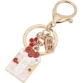 thumbnail image 1 of Llavero con diseño de gato japonés de la suerte Maneki Neko para coche, bolso, mochila, regalo de cumpleaños, diseño de flor de cerezo., 1 of 3