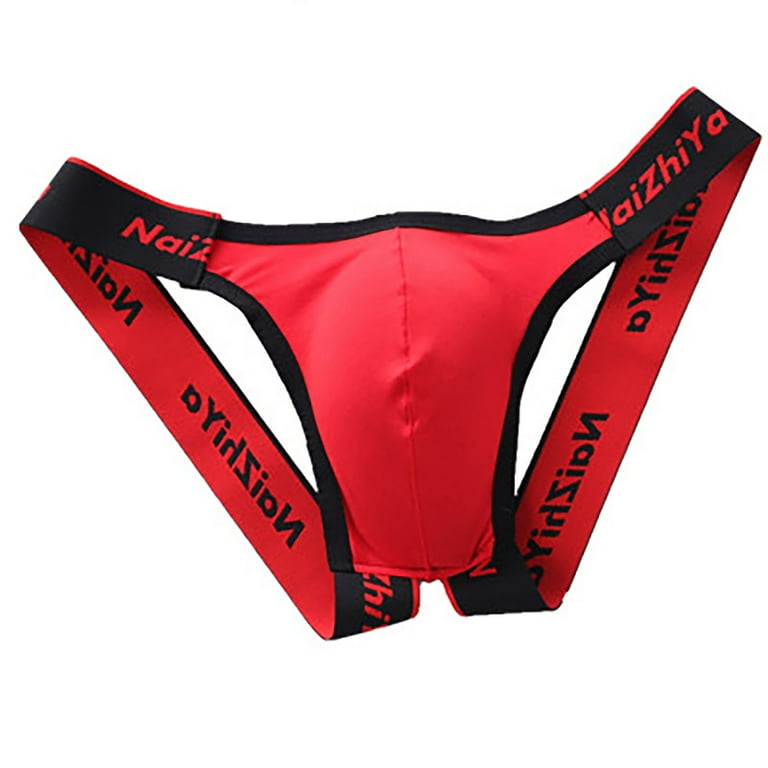 OVTICZA Men's Athletic Jock Strap Briefs Jockstrap Supporters Male  G-Strings Thongs Underwear Red XL