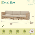 thumbnail image 3 of YODOLLA 3-Piece Patio Sectional Sofa Boho Style Rattan Wicker 3-Seater Sofa Couch In Beige, 3 of 7