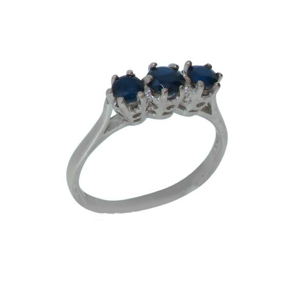 LBG 925 Sterling Silver Natural Sapphire Womens Anniversary Ring - Size 4.75