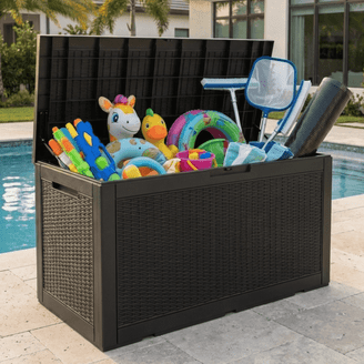 Lifetime Outdoor Polyethylene Deck Box & Bench 80 Gal, Tan