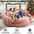 thumbnail image 3 of Aukfa 81.1" Oversized Cloud Couch Sleeper Sofa with Round Chaise Lounge, Modern Chenille Upholstered Boneless Sofa with Memory Foam and 14 Pillows, Pink, 3 of 8
