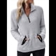 thumbnail image 2 of Sudadera Informal de con Cremallera de un Cuarto para Mujer, Larga, Ligera, Suave y Afelpada, con Bolsillos. Gris L, 2 of 9