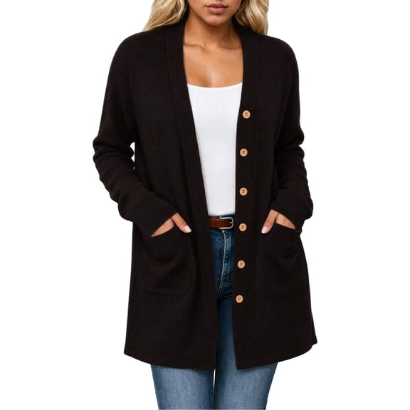Admvng Women's Outerwear Button Long Sleeve Coat Casual Jacket