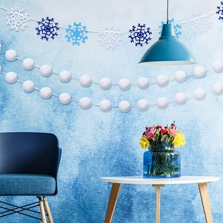 2 Pieces Winter Felt Banner Set Ball Garland Holiday White Pom Snowflake For Party Tion Canada 2 Pieces Winter Felt Banner, Felt Pom Chandelier