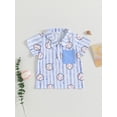 thumbnail image 2 of Bagilaanoe Toddler Baby Boy T-Shirt Casual Baseball Stripe Print Shirts 1T 2T 3T 4T 5T 6T Kids Summer Short Sleeve Tops, 2 of 9