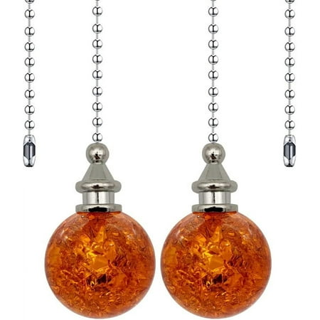 

2 Pack Crystal Ceiling Fan Pull Chain Accessories Decorative Fan String Pulls Pendant Extension 12 Inches Beaded Ball Fan Pull Chains Extender Ornament With Connector For Fan Lamp (Amber)