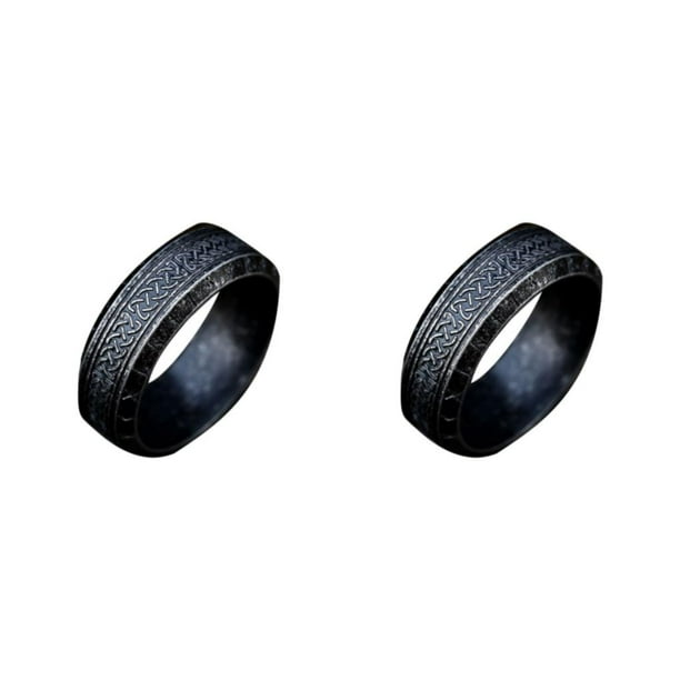Anillo de acero vintage Minnieouse Unisex negro antiguo 12