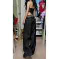 thumbnail image 3 of Pantalones de retazos de leopardo para mujer, pantalones de pierna ancha Vintage americana, ropa de calle de hip hop, pantalones vaqueros sueltos de cintura alta, Y2k rectos, 3 of 5