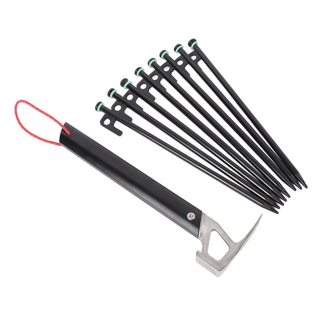Tent Stakes, 8 Pack 11.8inch Heavy Duty Metal Tent Pegs Kit, Multiuse Camping Stakes Ground Stakes with 4 Ropes 13.1FT Length, Fit for Outdoor Pitching Camping Canopy