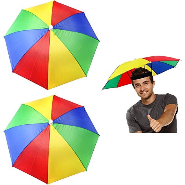 Sombrero de Paraguas, 2 Piezas de Paraguas de Arco Iris, Sombrilla, Sombrero de Pesca con Bandas elásticas, Sombrero de Paraguas de Playa con Cabeza Ajustable