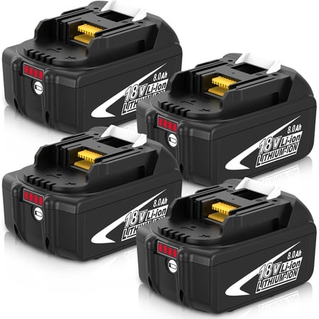 4-Pack 8000mAh Battery Replacement for Makita 18V Battery Compatible with Makita Battery 18 Volt BL1860 BL1850B BL1840B BL1830B BL1815 Cordless Power Tools