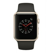 Apple Watch Series 3, 42MM, GPS + Cellular, Gold Aluminum Case, Space Gray Sport Band (Non-Retail Packaging)