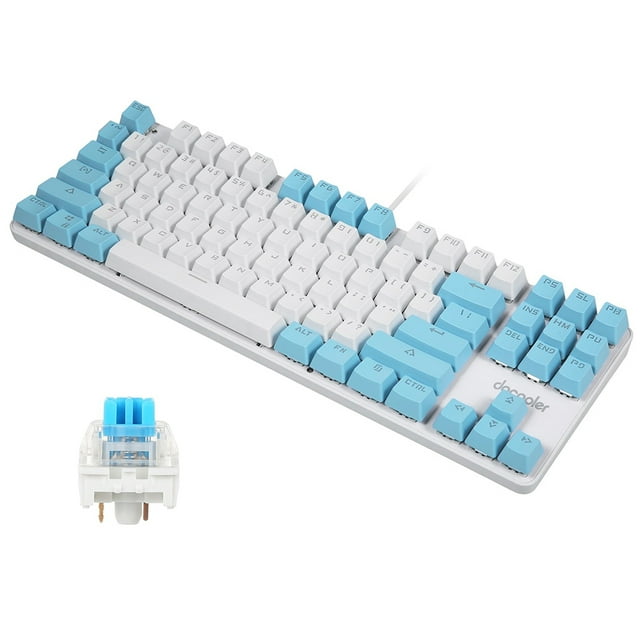 Mistaha Wired Gaming Keyboard 87 Keys Mixed Light Mechanical Keyboard with Mechanical Blue Switch