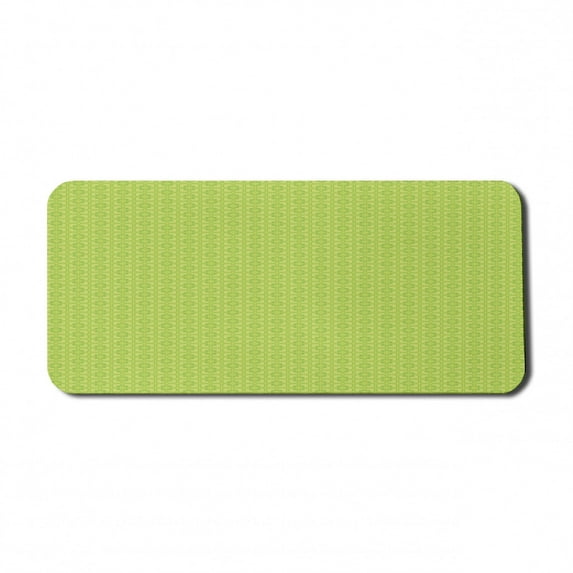 Botanical Computer Mouse Pad, Rhythmic Shamrock Leaves Inspired Symmetrical Pattern, Rectangle Non-Slip Rubber Mousepad X-Large, 35" x 15" Gaming Size, Pale Green Apple Green, by Ambesonne